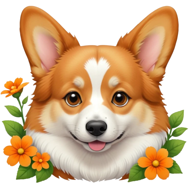 Corgi smelling flowers emoji