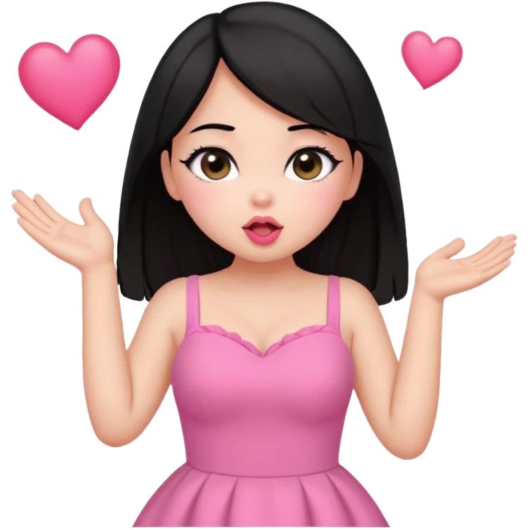 Cute black haired girl with black eyes showing her huge butt looking from behind blushing blowing kisses  emoji