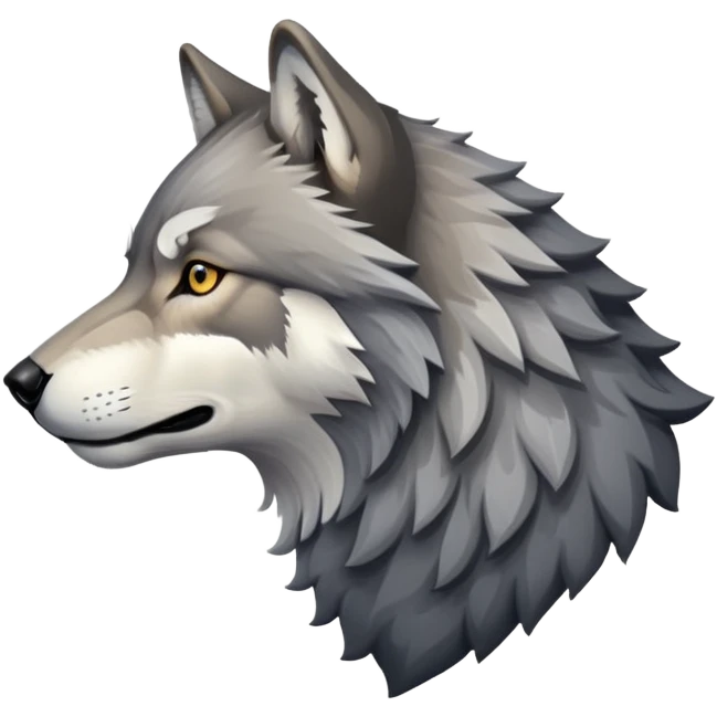 gray wolf head profile view, side view emoji