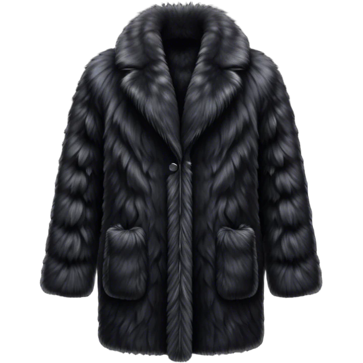 Fluffy black luxurious fur coat, realistic  emoji