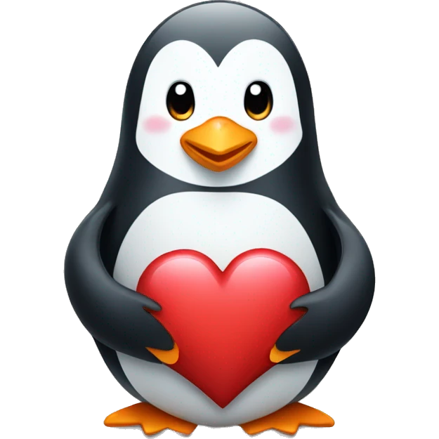 Penguin holding heart emoji