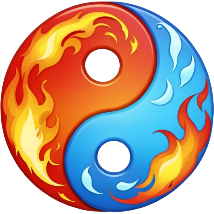 The fire and water emojis are in the form of the yin-yan symbol in front of a completely black background. let the background be black emoji