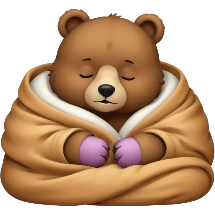 Bear cozy in white blanket emoji