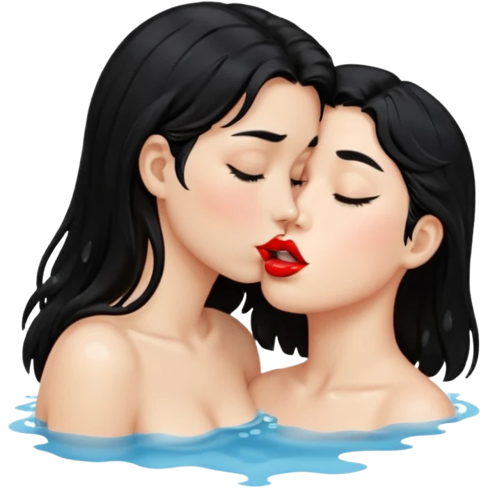 Tongue wet kiss black hair emoji