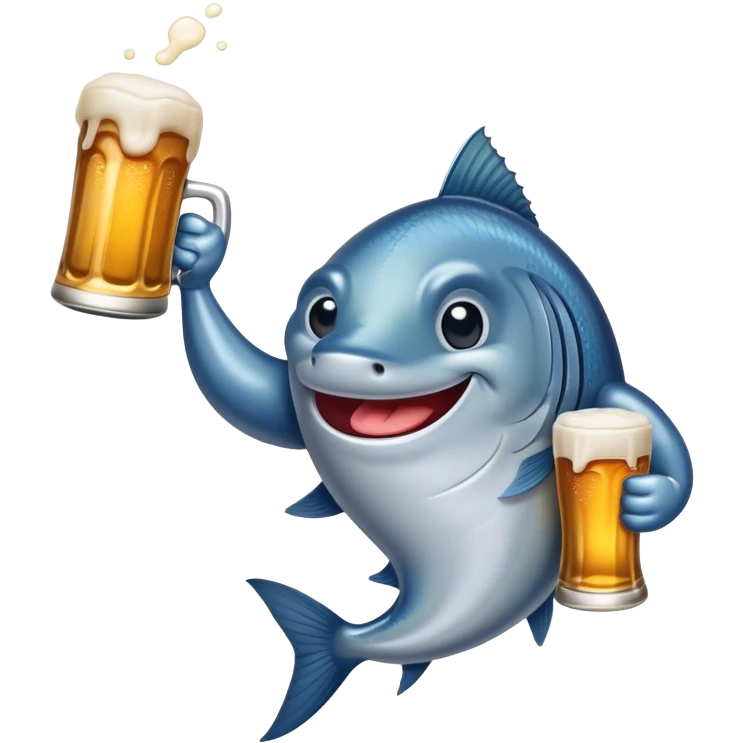 Steelhead with arms holding a beer emoji