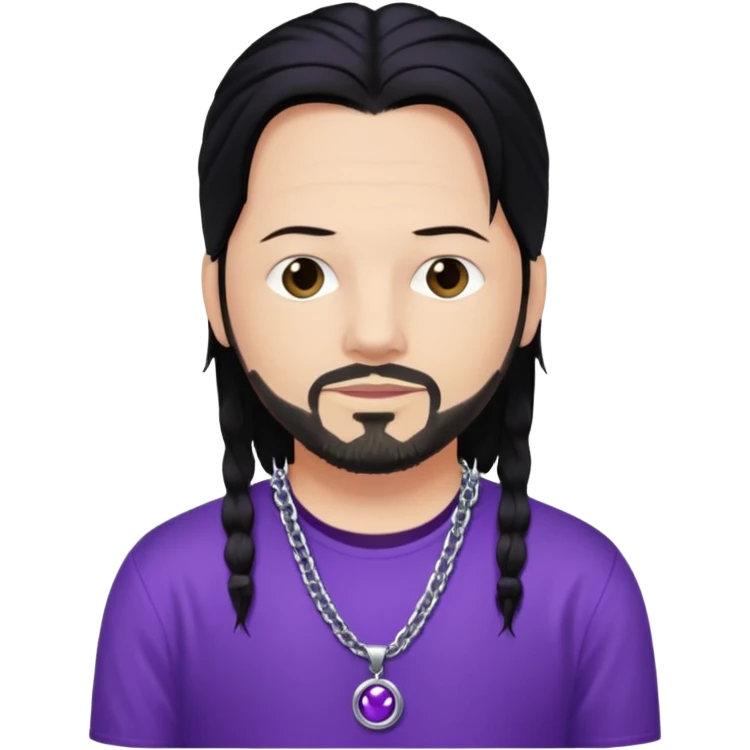 Jonathan Davis with black hair, purple shirt emoji