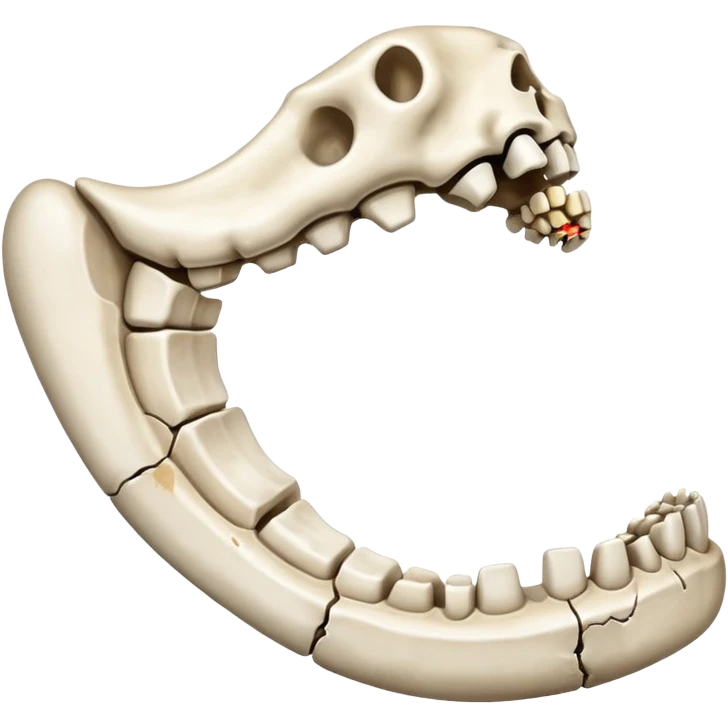 Detached jawbone lying cracked on the ground. emoji