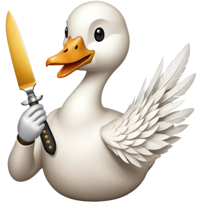 goose holding knife in mouth emoji