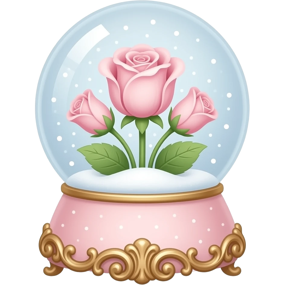 vintage rococo light pink dainty floral snow globe emoji