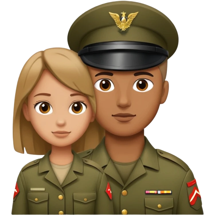 Army guy behind a girl emoji