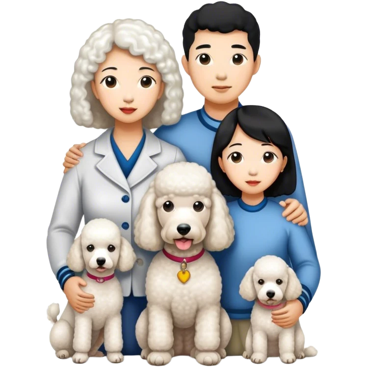 Asian Four Family and a white standard poodle emoji
