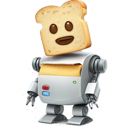 a robot holding a slice of bread to each of its ears, thus making it a sandwich emoji