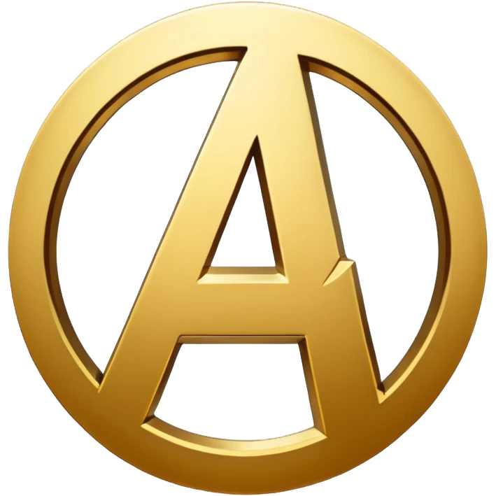 avengers logo gold color with transparent background, the inner circle area should be empty, leaving just the letter solid and the inner outline as well emoji
