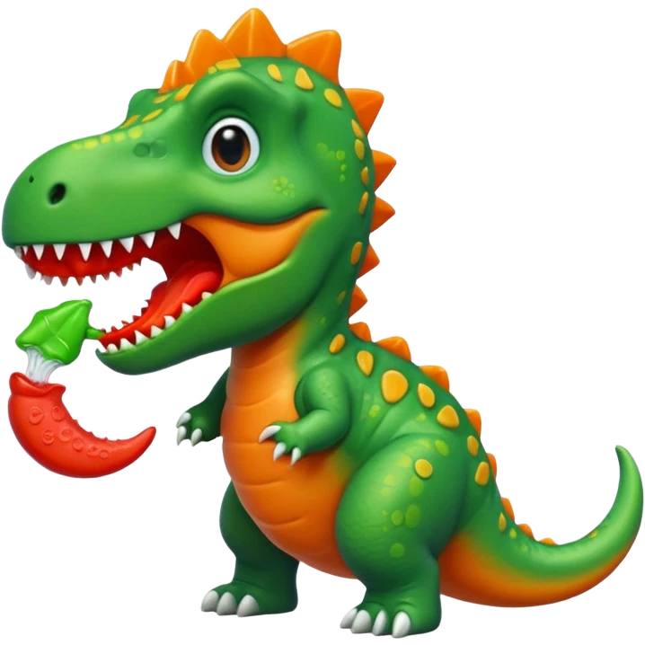 Dinosaur eating a Swedish fish emoji