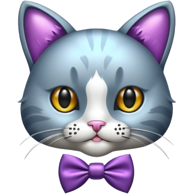 animatronic cat with bow tie emoji