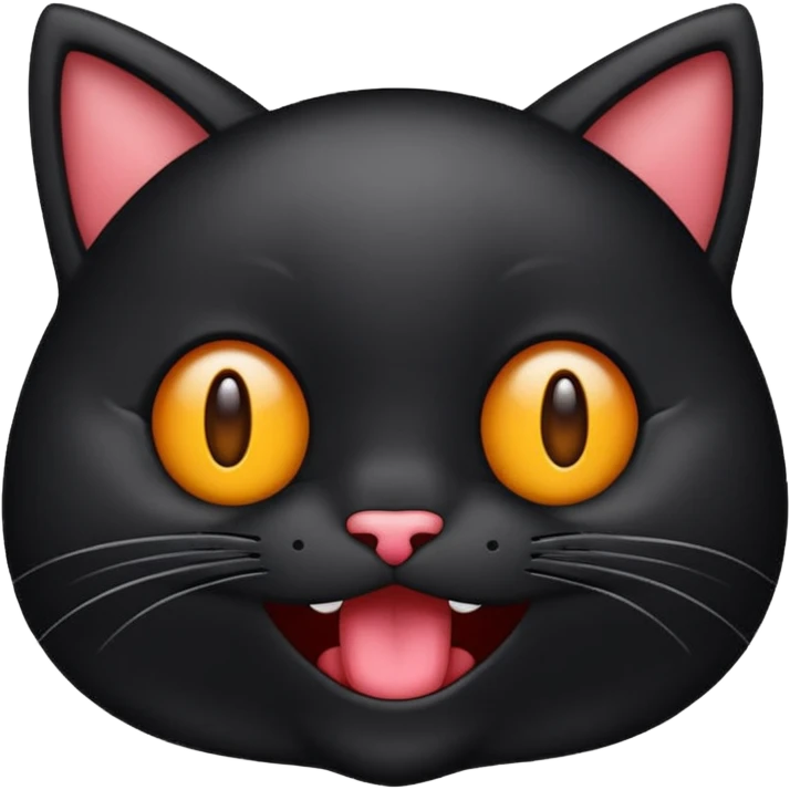 emoji de gato negro riéndose con lagrimas de risa y ojos entrecerrados😹 emoji