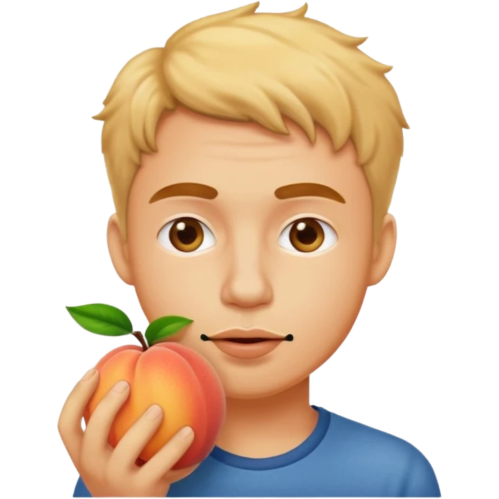 Guy sniffing a peach emoji