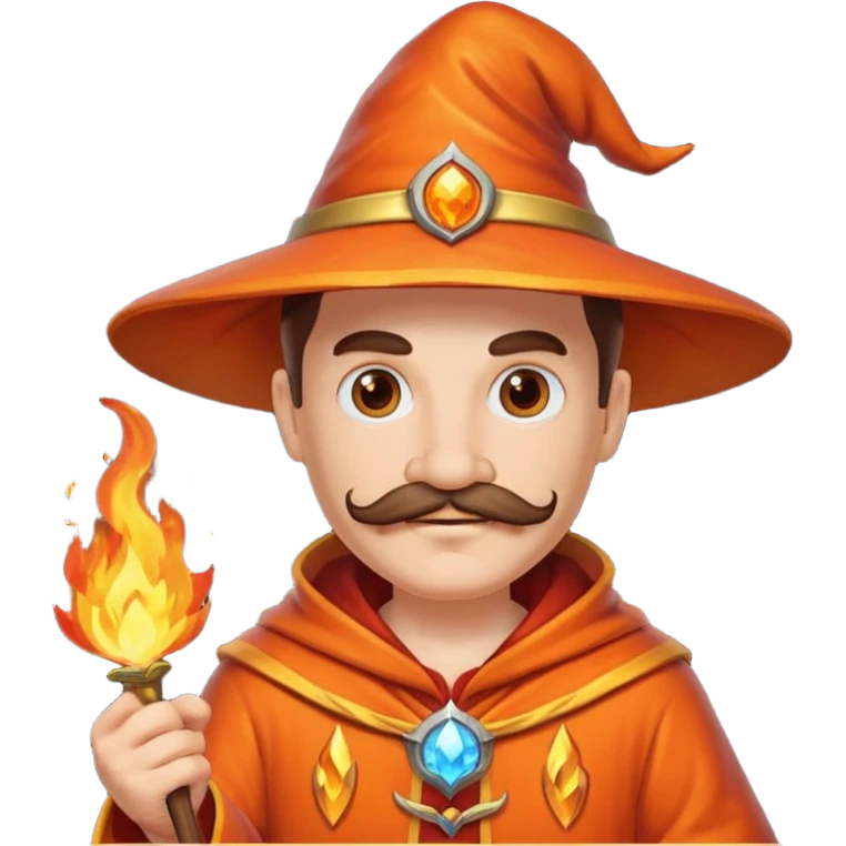 fire wizard with mustache emoji