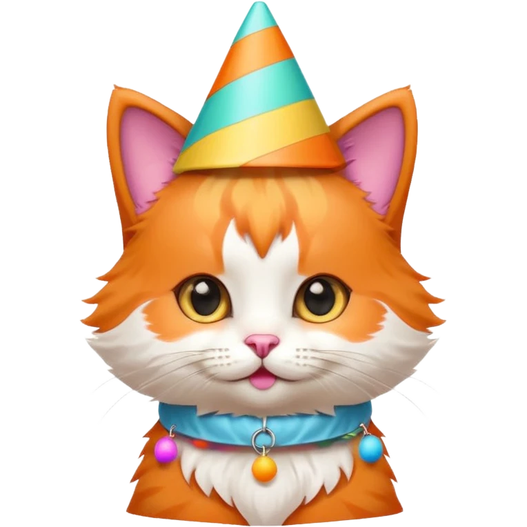 playful kitten with a colorful cone party hat emoji