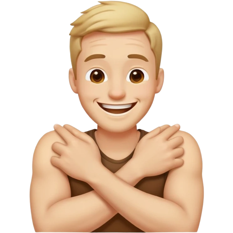 Arms crossed holding neck laughing guy emoji