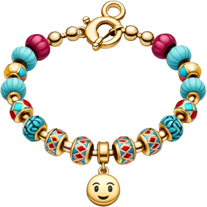 colourful beaded bracelet with different charms emoji