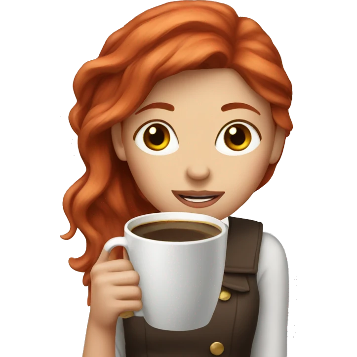 Red hair girl with coffee emoji