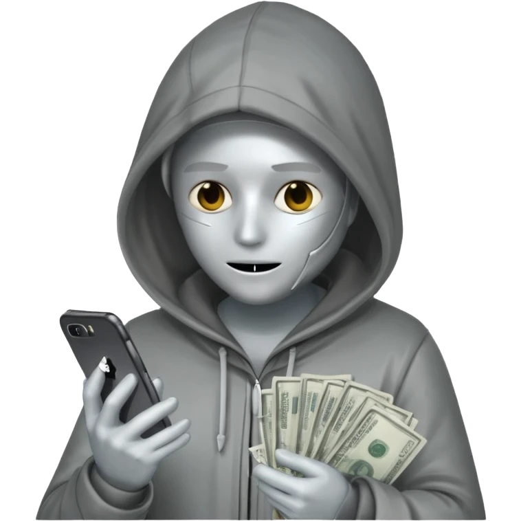 hooded-on-their-phone-making-money silver skin emoji