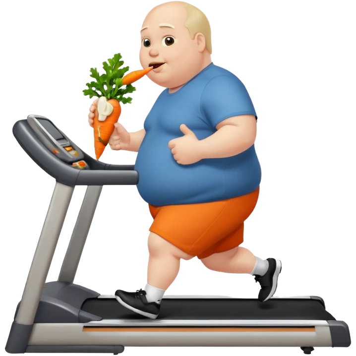 fat man on treadmill with carrot emoji