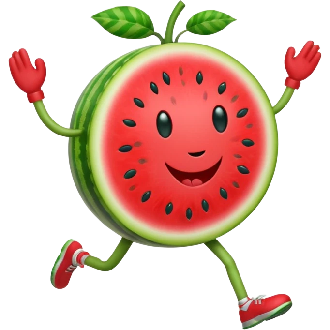 Running Watermelon fruit with arms and legs  emoji