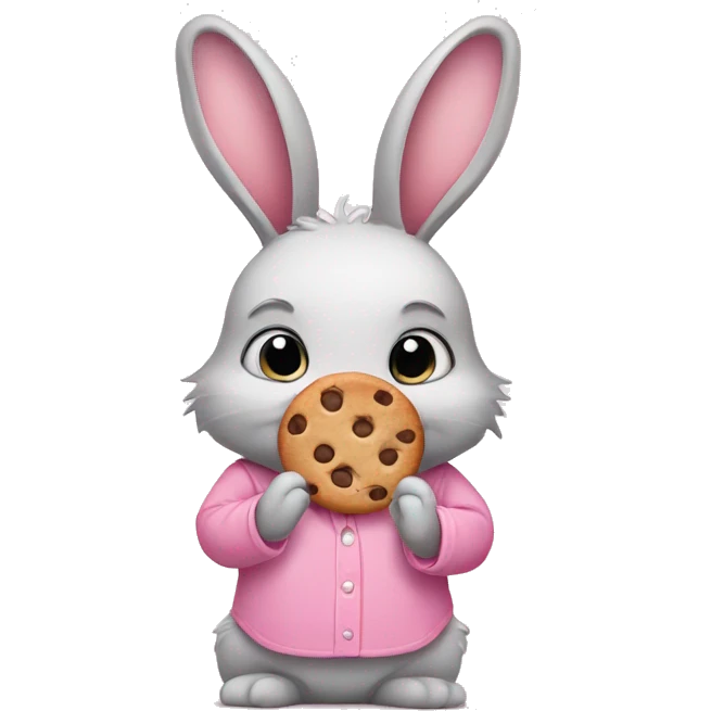 Bunny wearing shirt pink with cookies emoji