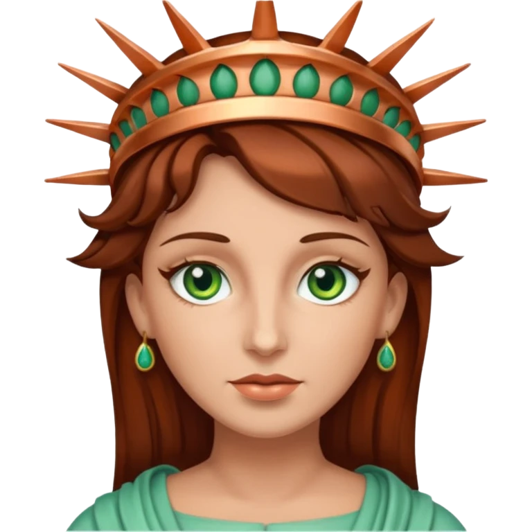 Lady Liberty with green eyes, brown hair emoji
