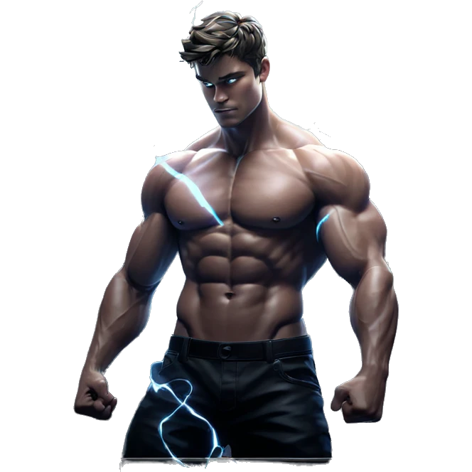 muscular male with glowing wings emoji