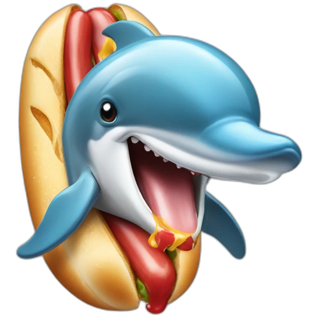 Dolphin eating hotdog emoji
