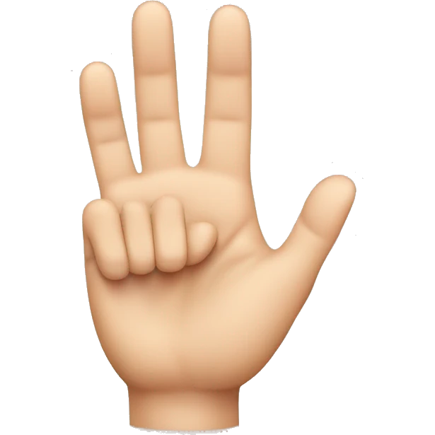 emoji hand showing the palm with only the index, middle, and pinky fingers up. The thumb should be holding the ring finger. emoji
