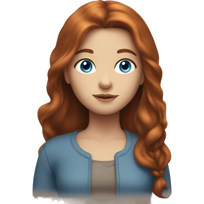 Girl with long auburn hair, blue eyes  emoji