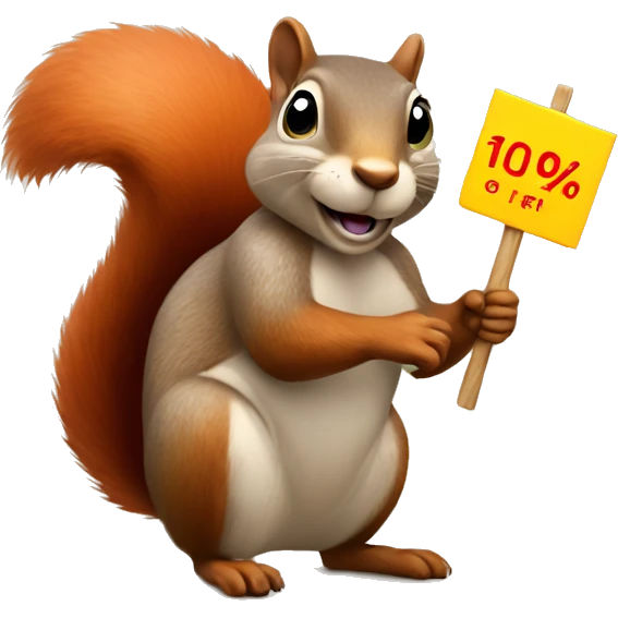 squirrel with discount sign emoji