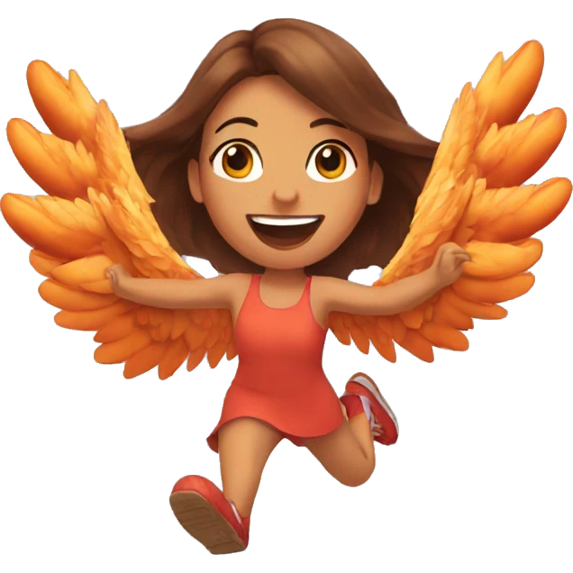 a girl flying with two delicious bbq chicken wings on her back emoji