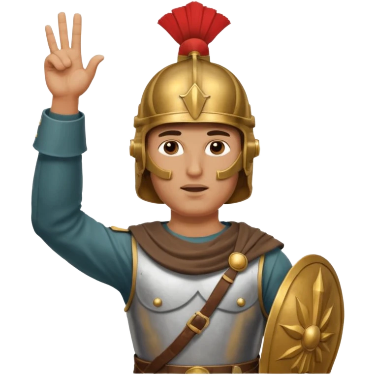 an ancient roman republic soldier doing a salute where he points all his fingers to the sky straight with his right hand like a WW2 german salute emoji