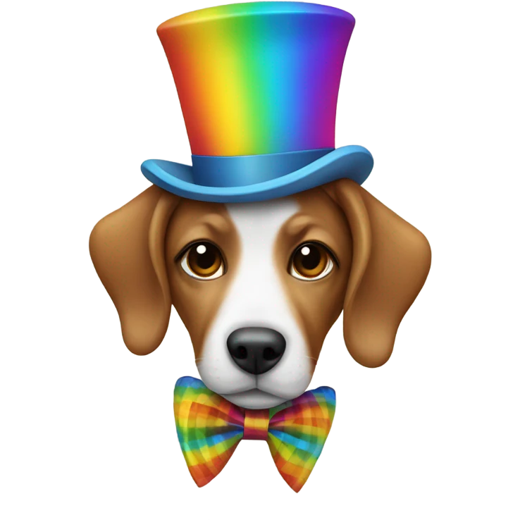 Dog with rainbow top hat emoji