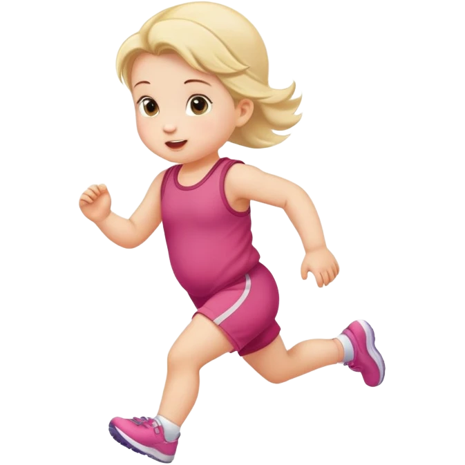 running 1 year old girl infant emoji