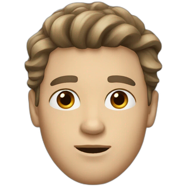 White American man with dark brown wavy hair, brown eyes, bigger nose, sharp jawline emoji