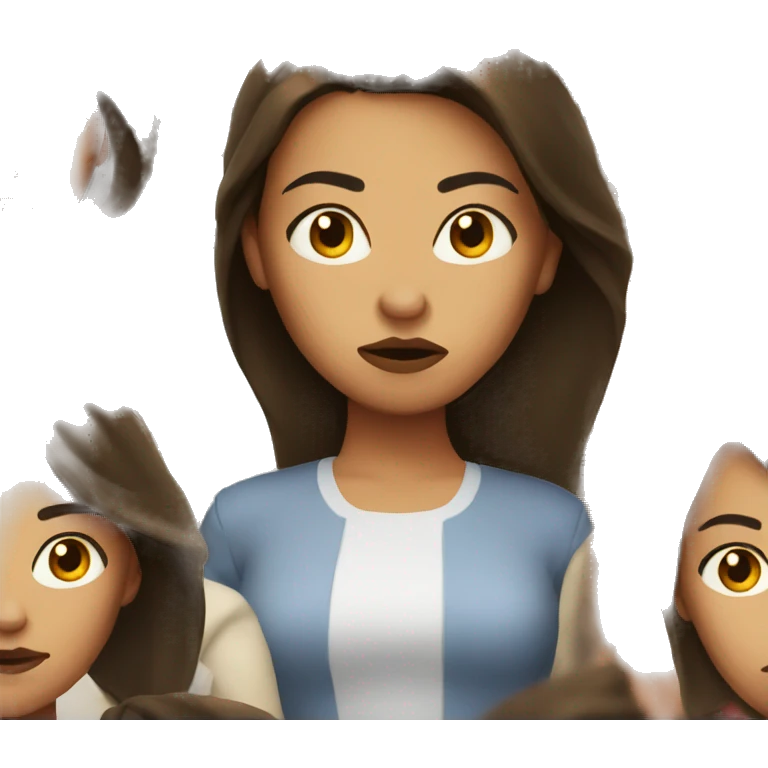 brunette woman pouting emoji