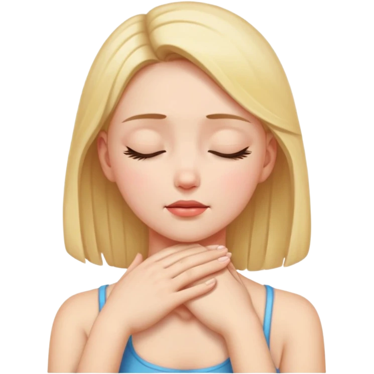 Girl hands on neck eyes closed emoji