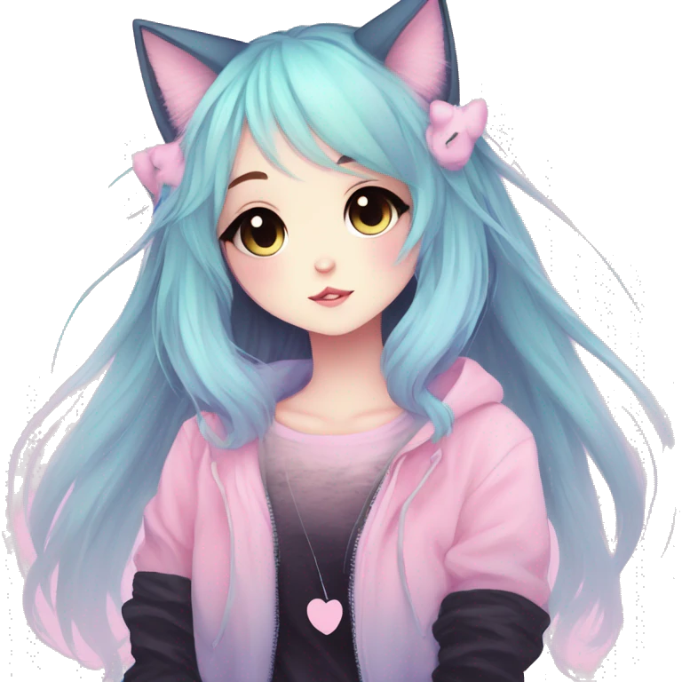 Gorgeous Cute Edgy Kawaii Pastel Gradient Beautiful Anime Emo CatLady emoji