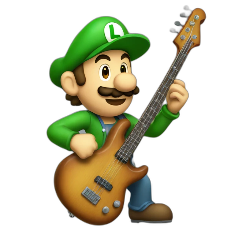 Luigi playing bass guitar emoji