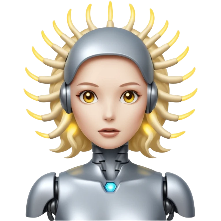 A female robot with a sexy body and power surging out of her brain emoji