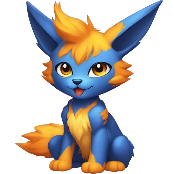 Anthro-Edgy-Cool-Blue-Orange-Yellow-Contrast-Colors-Fantasy-Fur-Sona-Chibi-Shiny-Fakémon-Hybrid full body emoji