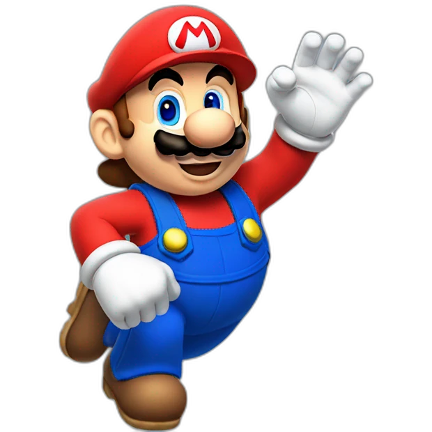 Super Mario waving emoji