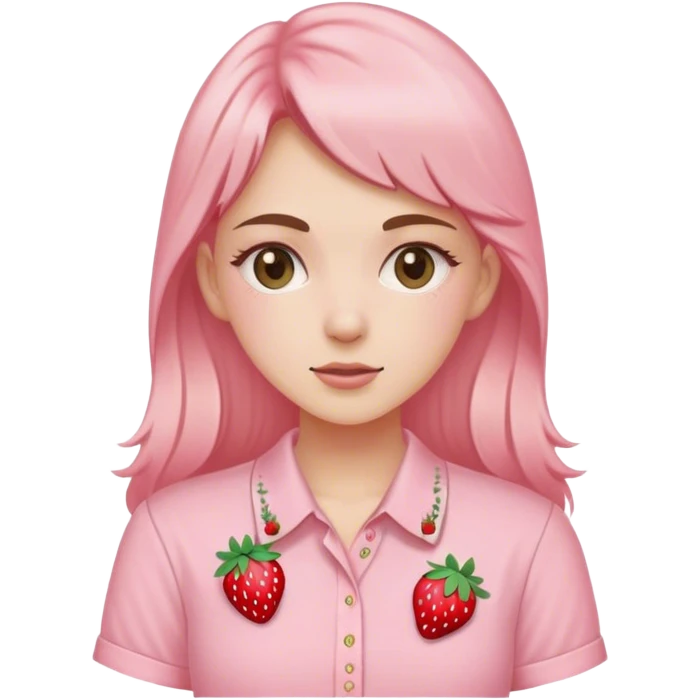 pastel pink women's shirt with a strawberry embroidered in the center emoji