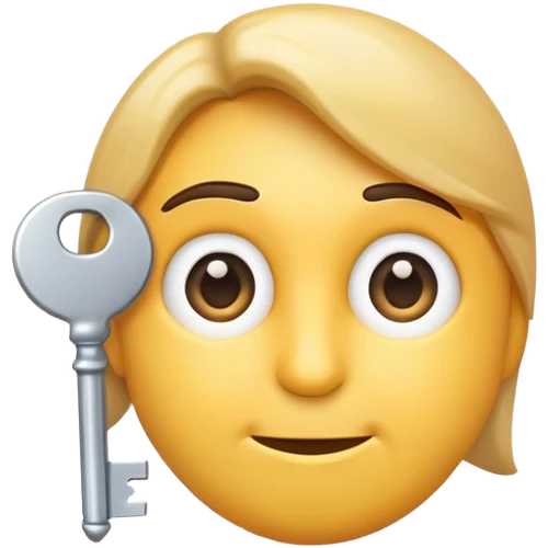 ios style emoji with wondering face expression holding a key. White background emoji
